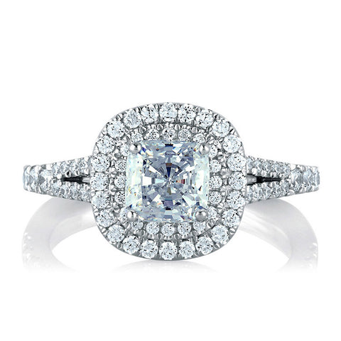 A.JAFFE Classic Double Halo Cushion Engagement Ring MES574/156