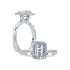 A.JAFFE Emerald Cut Delicate Pave Bridal Engagement Ring MES673/134