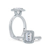 A.JAFFE Platinum Emerald Cut Delicate Pave Bridal Engagement Ring MES673