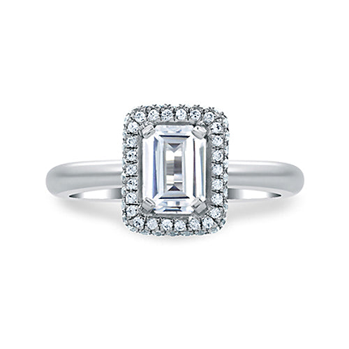 A.JAFFE Platinum Emerald Cut Delicate Pave Bridal Engagement Ring MES673