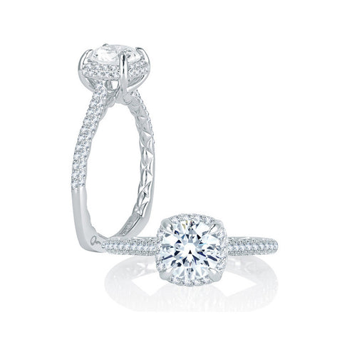 A.JAFFE 18K White Gold Diamond Engagement Ring MES747Q / 142
