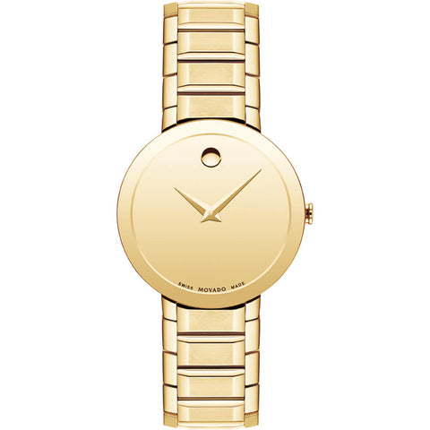 Movado Sapphire 28mm Yellow Gold Mirror Dial PVD Women's Watch 0607549