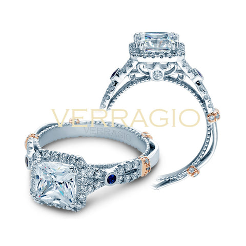 Verragio 14K White Gold Sapphire Diamond Engagement Ring PARISIAN-CL-DL109P