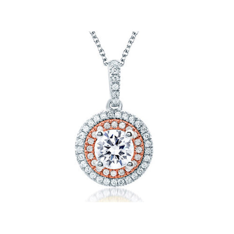 A.JAFFE Double Halo Rose Gold Diamond Pendant PD0870