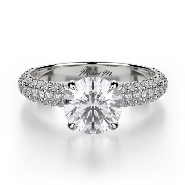 Michael M Crown 18K White Gold Diamond Engagement Ring R699-3