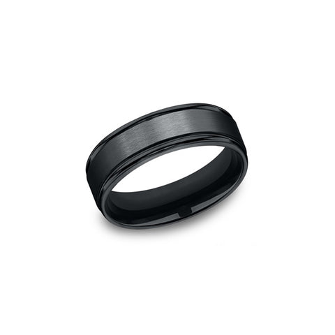 Benchmark Comfort-Fit Black Cobalt 7mm Men's Wedding Band RECF7702SBKCC