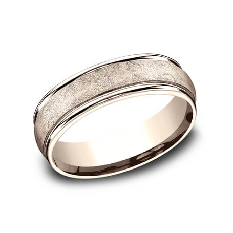 Wedding ring with a slightly domed surface of 3.00 mm in red gold