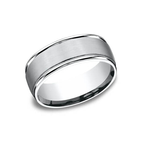 Benchmark 14K White Gold 8mm Comfort fit Men's Wedding Band RECF7802S