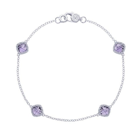 Tacori 4-Station Rose Amethyst Silver Bracelet SB22813