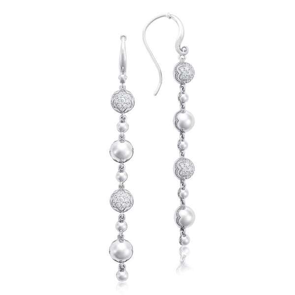 Tacori Silver Pavé Dew Drop Line Diamond Earrings SE222