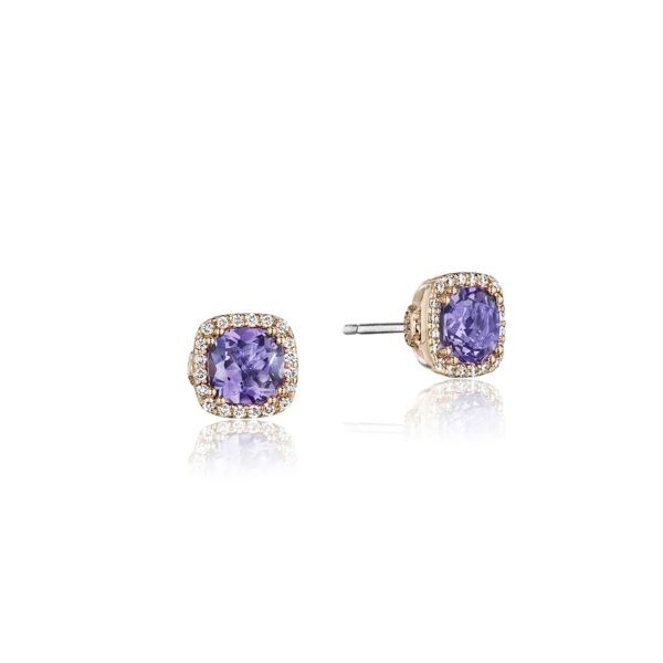 Tacori Petite Pavé Frame Earrings featuring Amethyst SE244P01