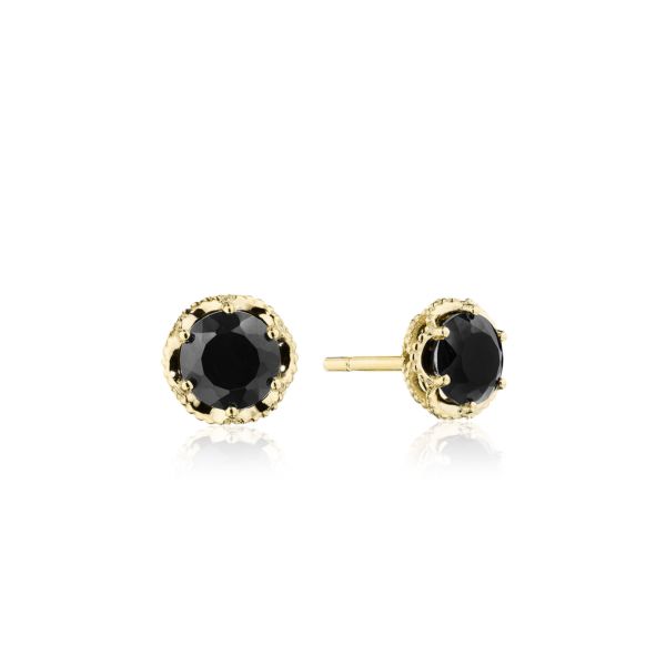 Tacori Petite Crescent Crown Black Onyx and Yellow Gold Stud Earrings SE25319FY