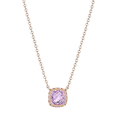 Tacori Petite Cushion Gem Necklace with Rose Amethyst SN24613FP