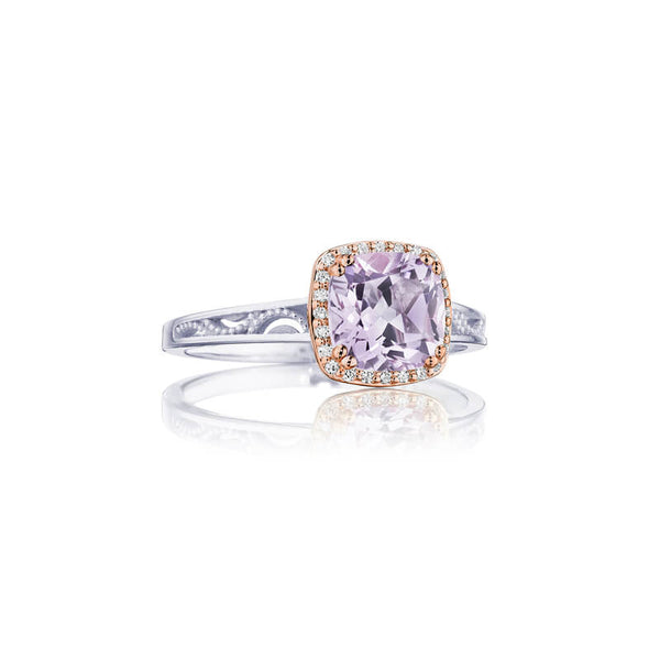 Tacori Cushion Bloom Gemstone Ring with Diamonds and Amethyst SR236P13