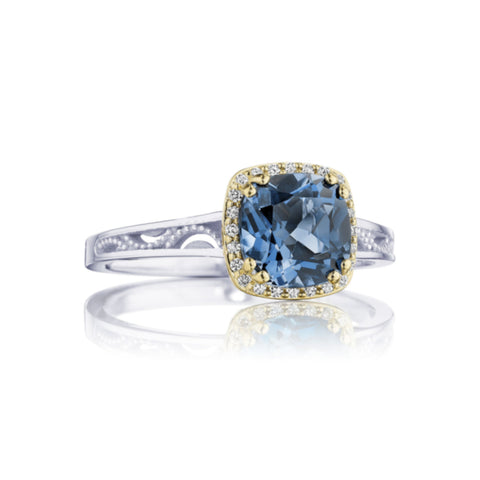 Tacori Cushion Bloom Gemstone Ring with Diamonds and London Blue Topaz SR236Y33