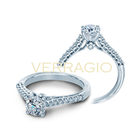 Verragio 14K White Gold Round Center Diamond Engagement Ring Renaissance-901R6