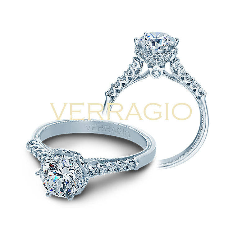 14K White Gold Starnish Princess Cut Halo Engagement Ring