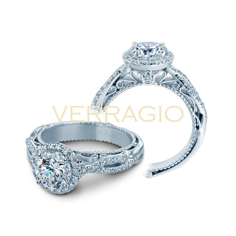 Verragio 18K White Gold Round Center Halo Engagement Ring VENETIAN-5005R-2