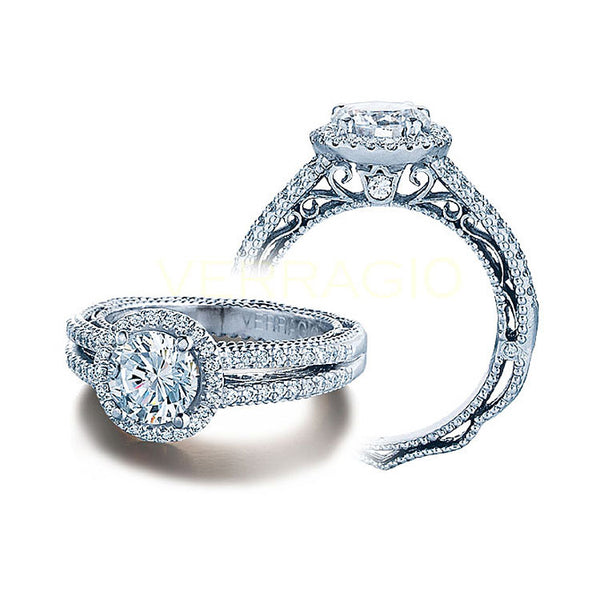 Verragio 18K White Gold Round Center Engagement Ring VENETIAN-5007R-4