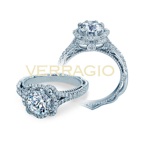 Verragio 18K White Gold Round Cut Center Halo Engagement Ring VENETIAN-5050R