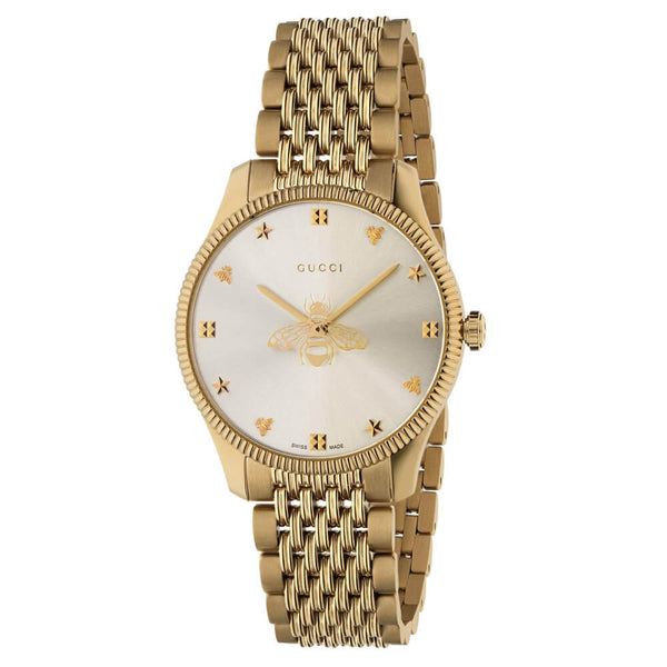 Gucci G-Timeless Slim Silver Dial Gold-Tone Watch, 36mm YA1264155