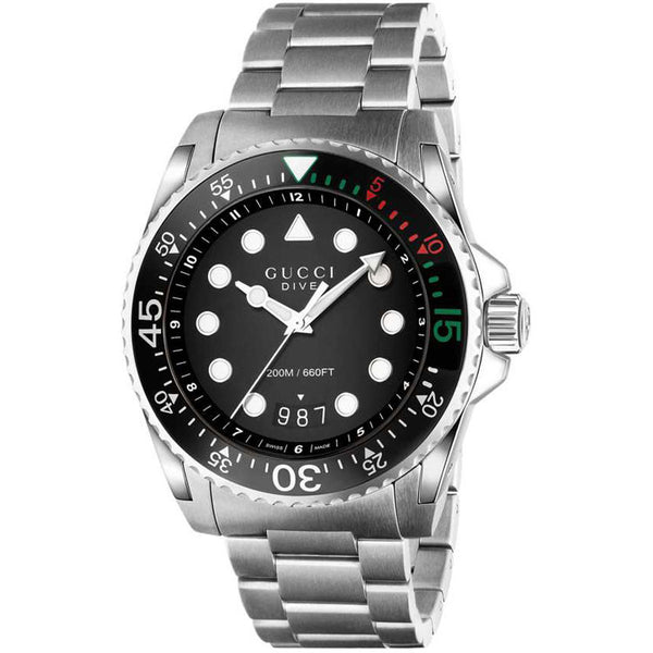 Gucci Dive Quartz XL Stainless Steel Bracelet Swiss Men's Watch YA136208A