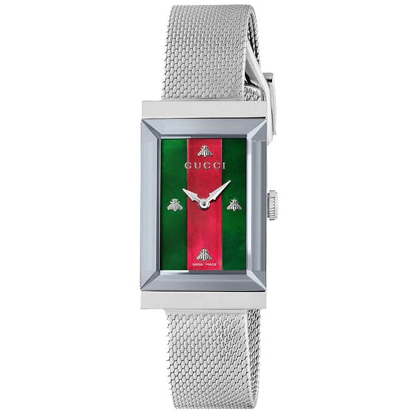Gucci G-Frame Green and Red Stainless Steel Women's Watch YA147401